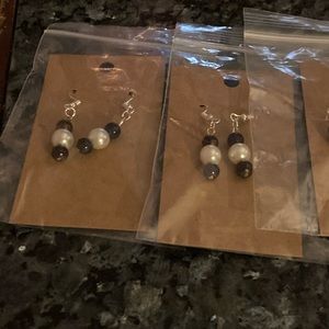 Lunar eclipse glass bead earrings